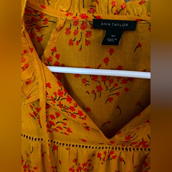 Ann Taylor Floral Ruffle Peasant Blouse - Picture 3 of 3